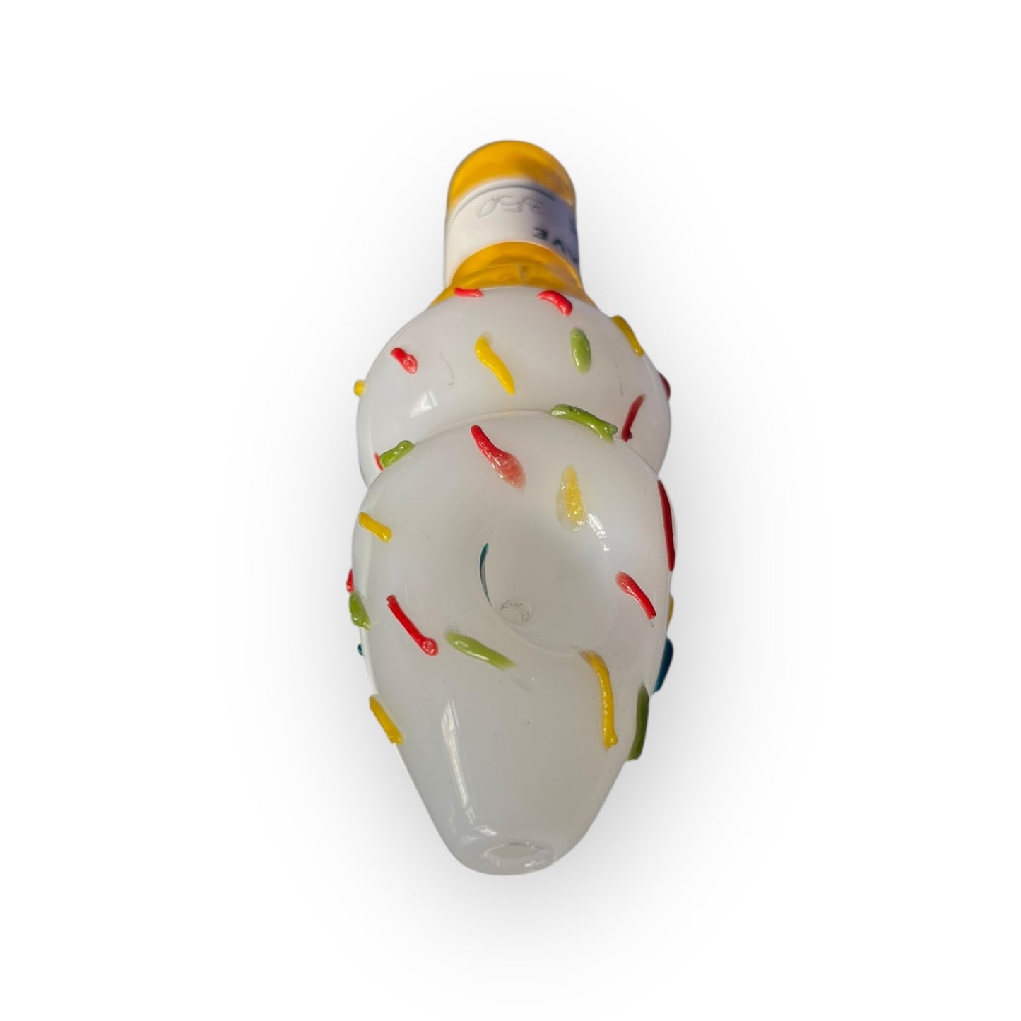 Pipa de Cristal Helado Soft con Chispas – Diseño Blanco con Boquilla Amarilla