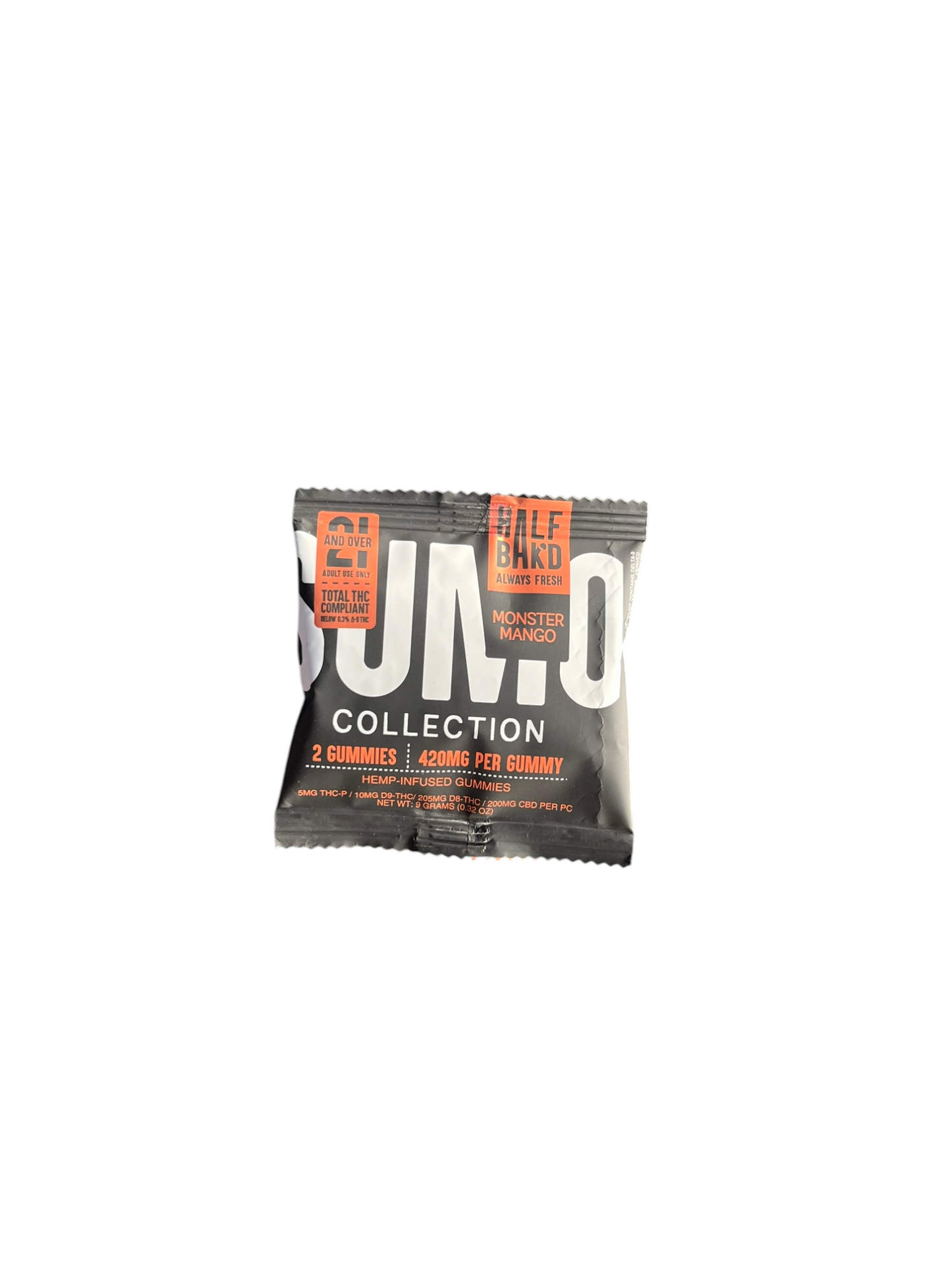 Sumo Collection Half Bak’d – Gummies Monster Mango (2 unidades, 840 mg cannabinoides)