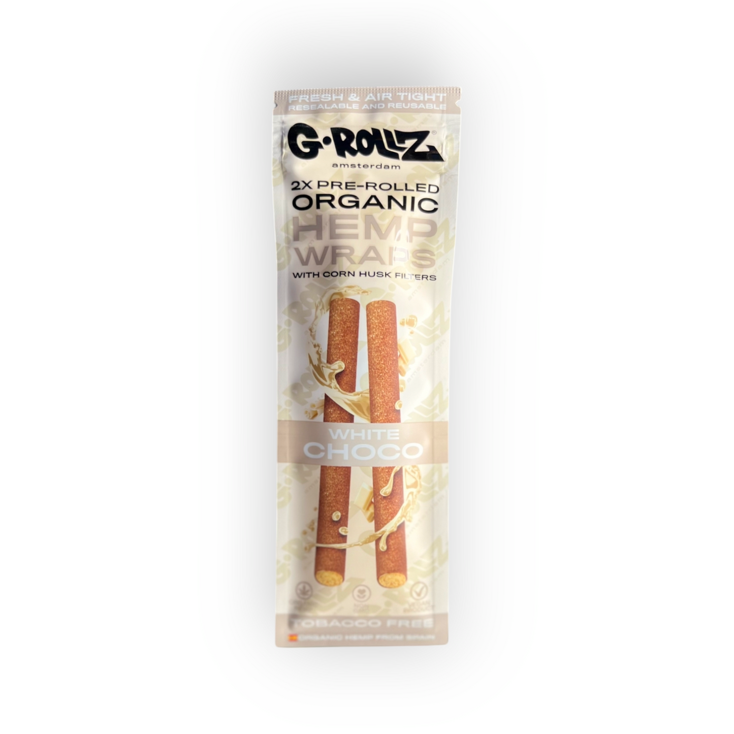 G-Rollz Organic Hemp Wraps White Choco - Conos Pre-enrollados de Cáñamo Orgánico con Filtros de Maíz