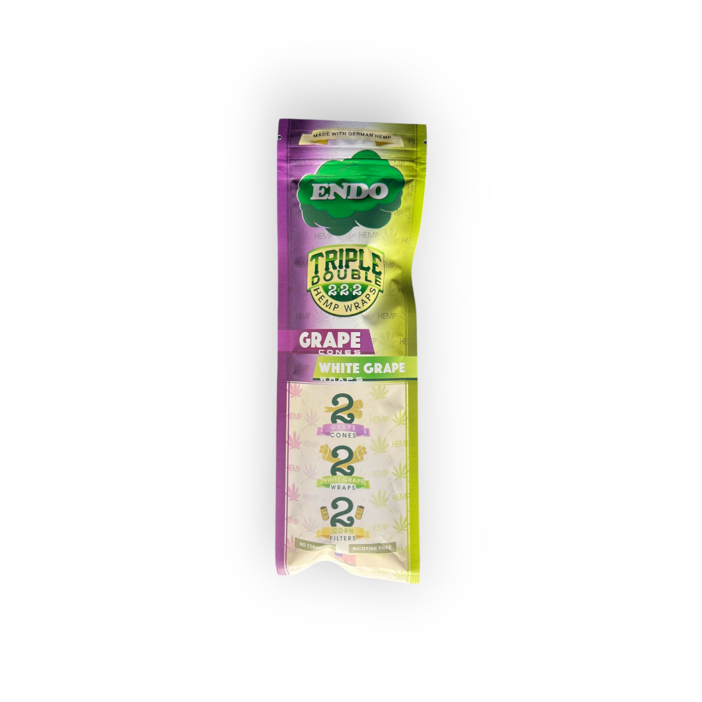 Endo Triple Double Grape Green Grape - Conos de Cáñamo con Sabor a Uva Verde, 2 Unidades