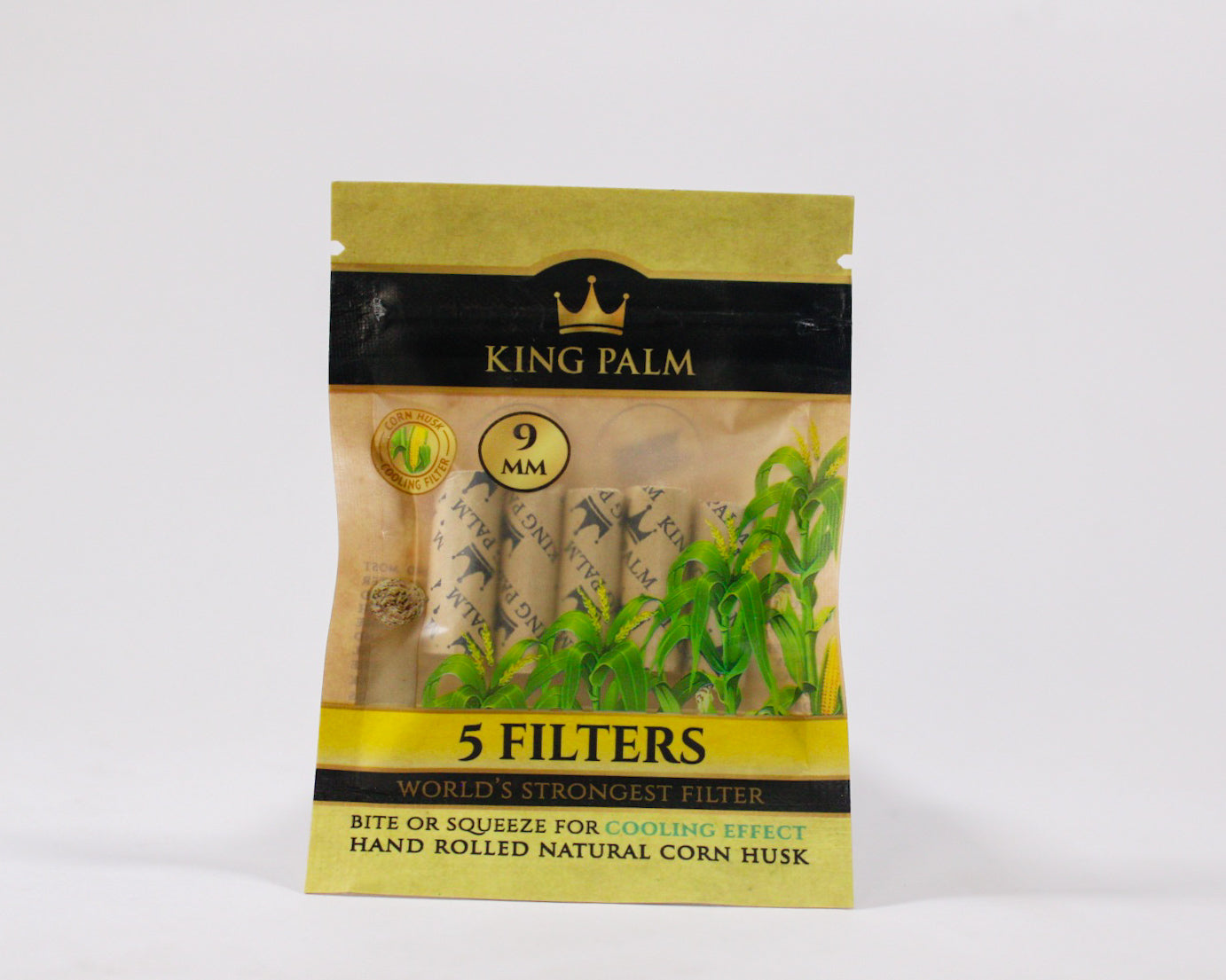 PAQUETE DE FILTROS KING PALM HECHOS DE CASCARA DE MAÍ­Z 9MM