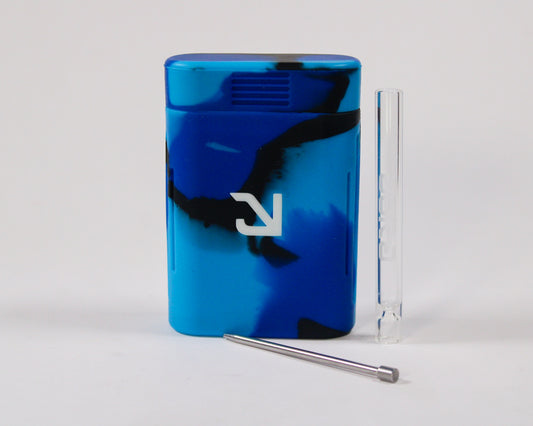 Eyce® - Doble Contenedor, Hitter Pipa Taster de Vidrio y Steel Poker (blue)