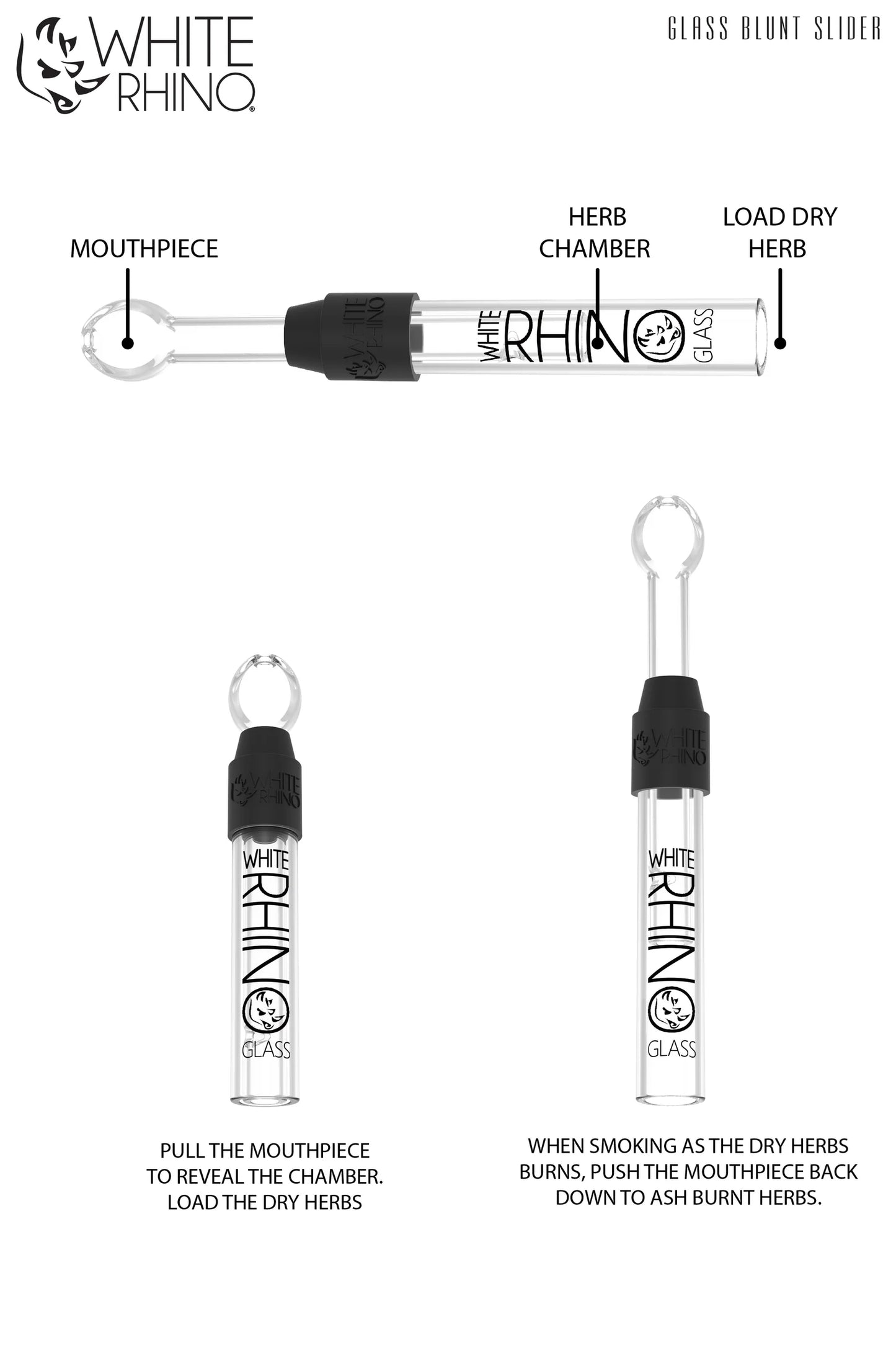 White Rhino Glass Blunt Slider – Pipa de Vidrio Reutilizable