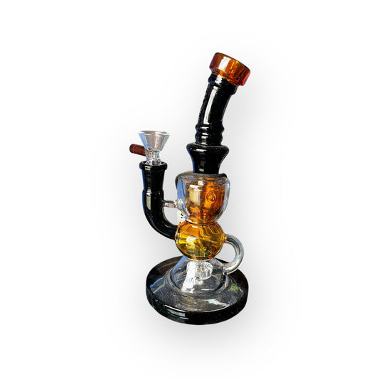 Bong de Vidrio Diamond Glass – Diseño Negro y Ámbar con Estilo Único