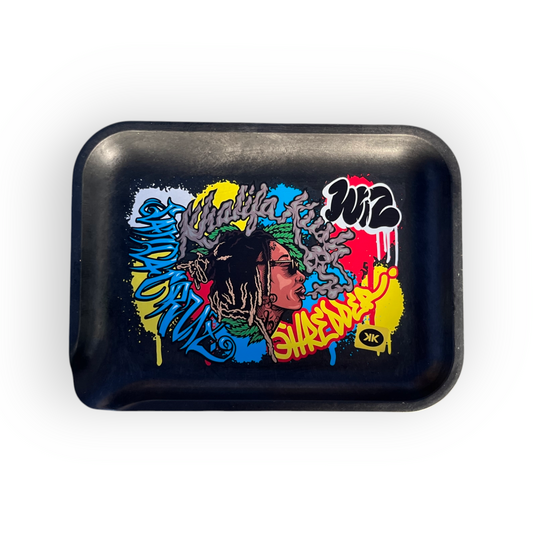 Santa Cruz Shredder x Wiz Khalifa Hemp Tray Small - Charola Metálica Negra con Diseño Graffiti