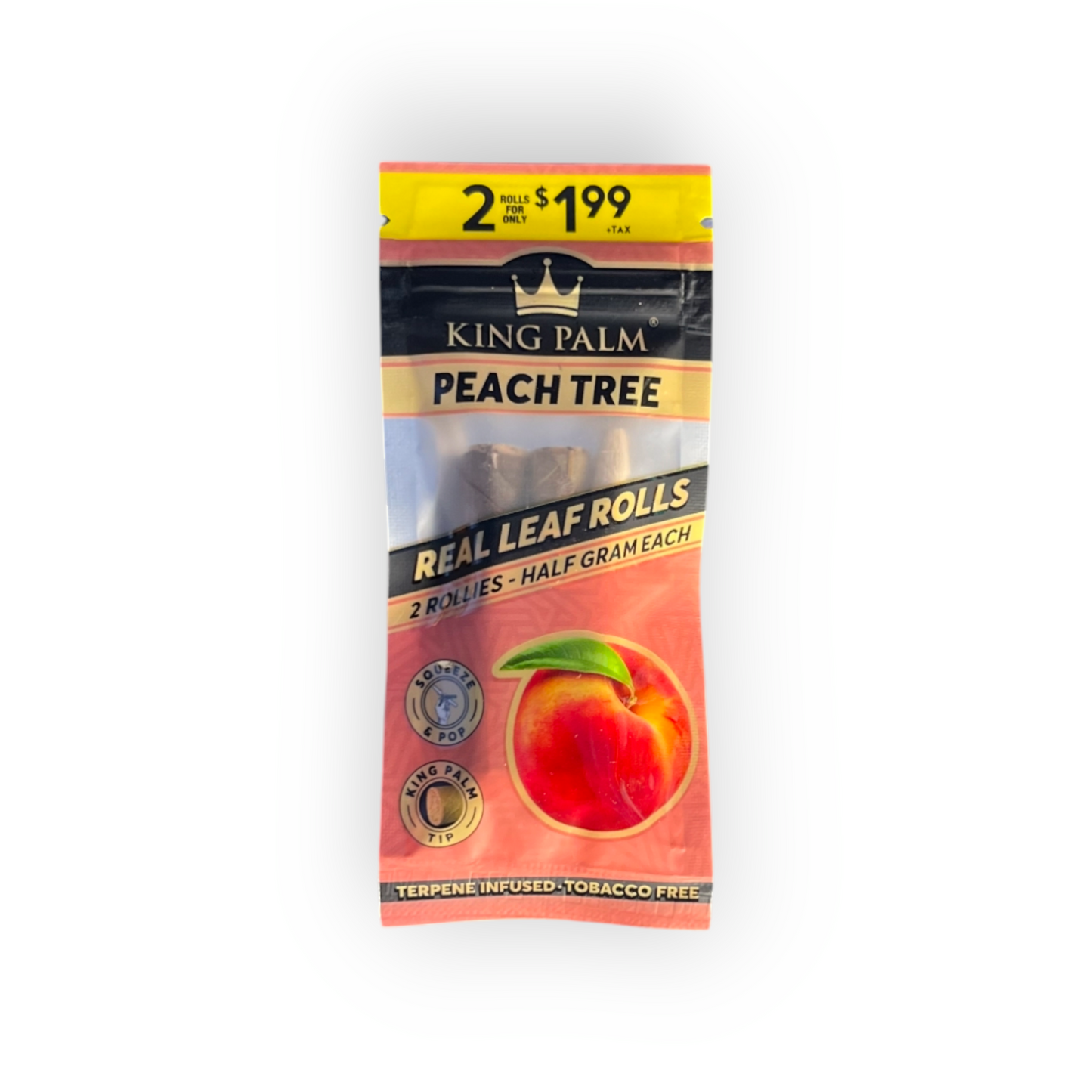 King Palm Peach Tree Real Leaf Rolls | Blunts Naturales con Sabor a Durazno – 2 Conos Listos para Rellenar