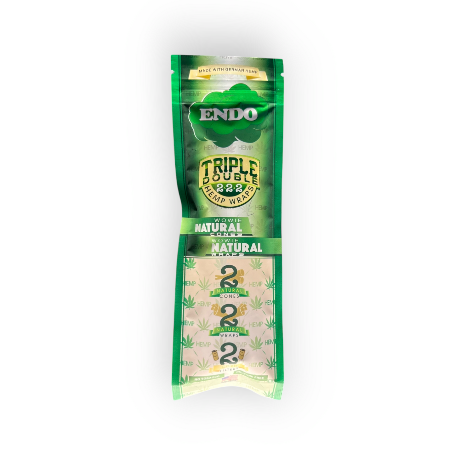 Endo Natural Triple Double 222 Hemp Wraps – Conos de Cáñamo Premium para Roll Your Own