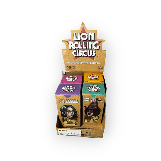 Lion Rolling Circus – Filtros Pre-Enrolados con Carbón Activado | 50 Tips por Paquete